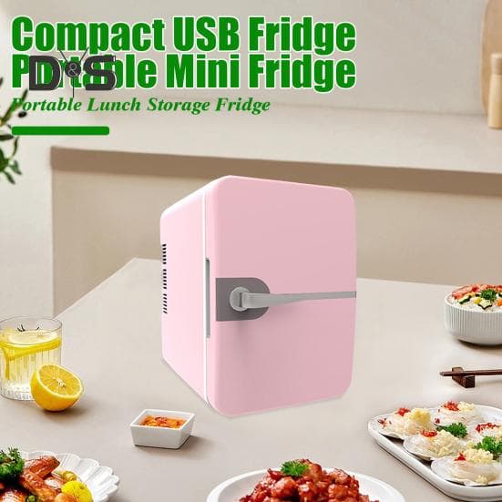 6L Portable Small Refrigerator Energy-saving USB Interface Low Noise Compact Size Portable Beverage Can Cooler Warmer white