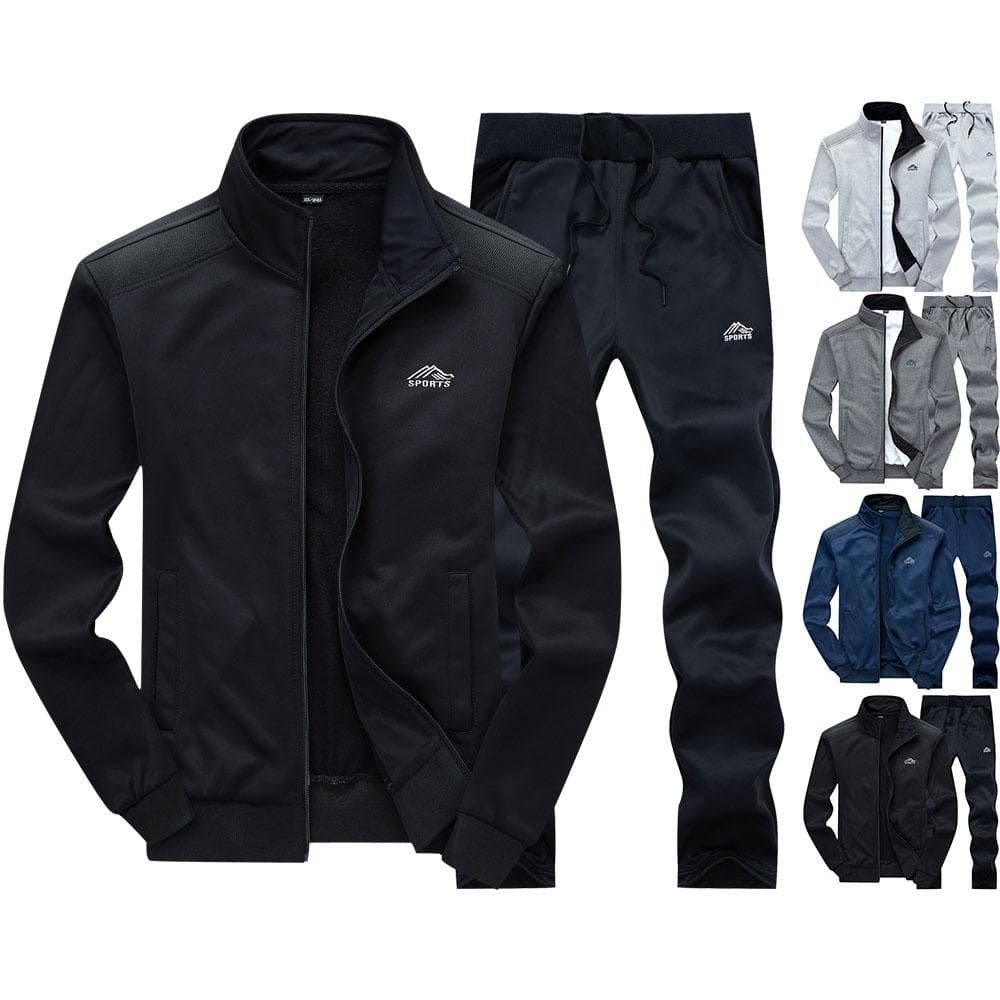 Middle-aged and Elderly Men's Spring and Autumn Sports Two-piece Autumn Suit Casual Running Sportswear Plus Size cm blue