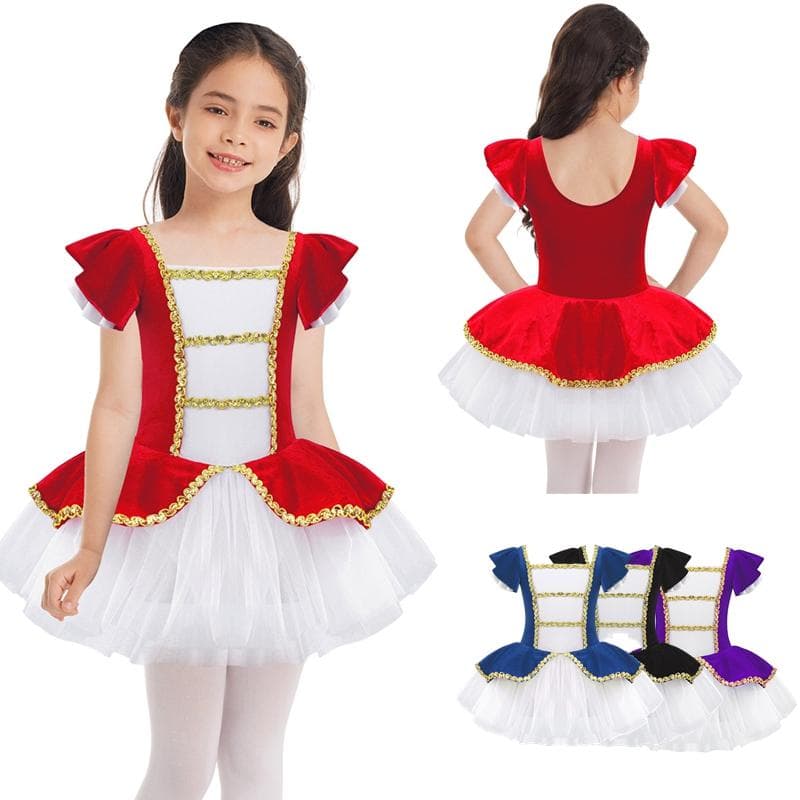 Kids Girls Circus Ringmaster Costume Short Sleeves Tutu Dress Halloween Birthday Party Cosplay Costume cm red