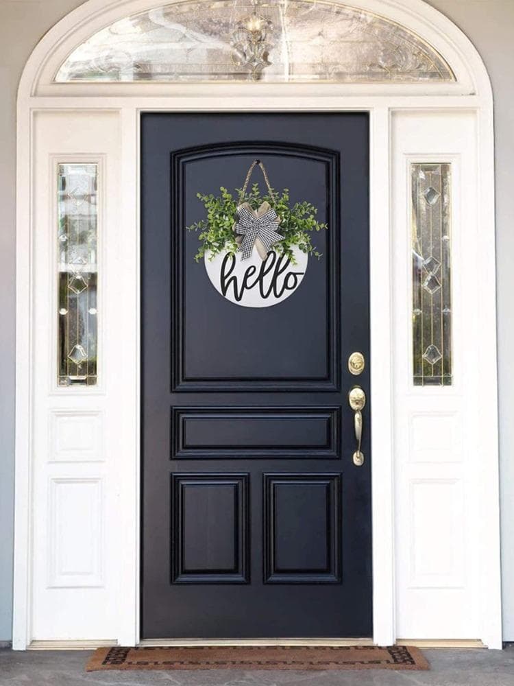 Welcome Sign for Front Door, Front Door Decor for Farmhouse Porch, Rustic Welcome Wreaths, Round Wooden Hanging Sign for Home Outdoor Indoor Decor
