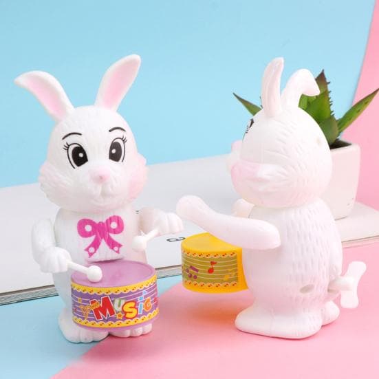 Funny Wind Up Toy Cute Cartoon Rabbit Dog Elephant Drumming Toy Kids Animal Clockwork Toy Educational Toys Children Gift