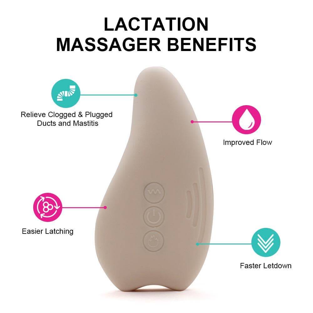Warming Lactation Massager Soft Silicone Breast Massager for Breastfeeding Heat + Vibration for beige