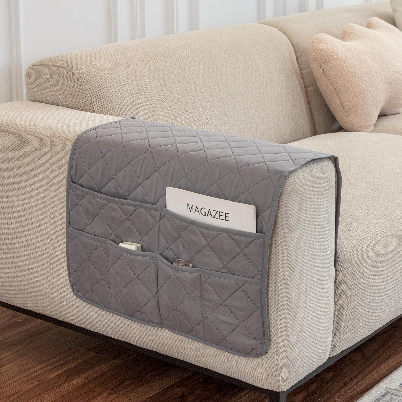 Sofa with Storage Pocket Armrest Towel Magazine Remote Control Sofa Recliner Armrest Sundries Management Bag