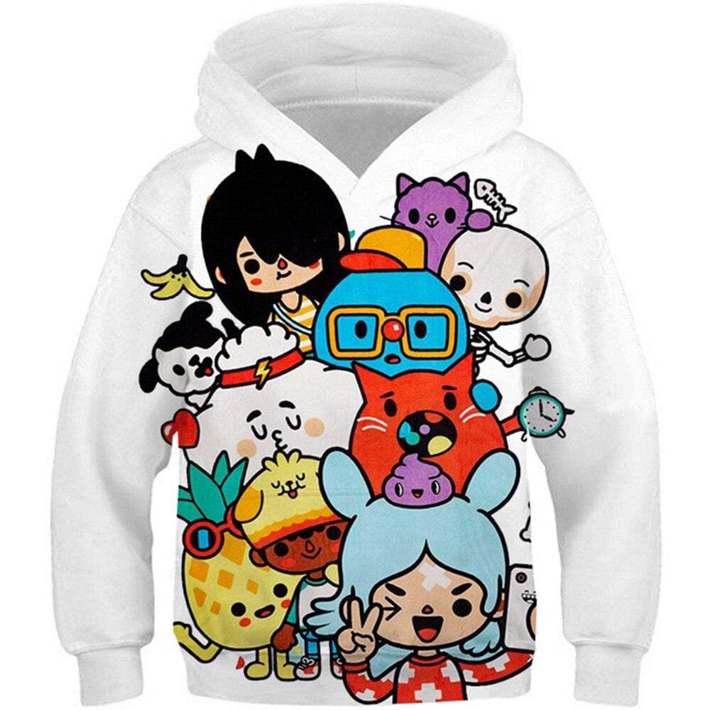 4-13Y Children Hot Game Toca Life World 3D Hoodies Boca Virtual Toy Creator Same Boy Girl Hooded Sweatshirts Kids Anime Pullover cm