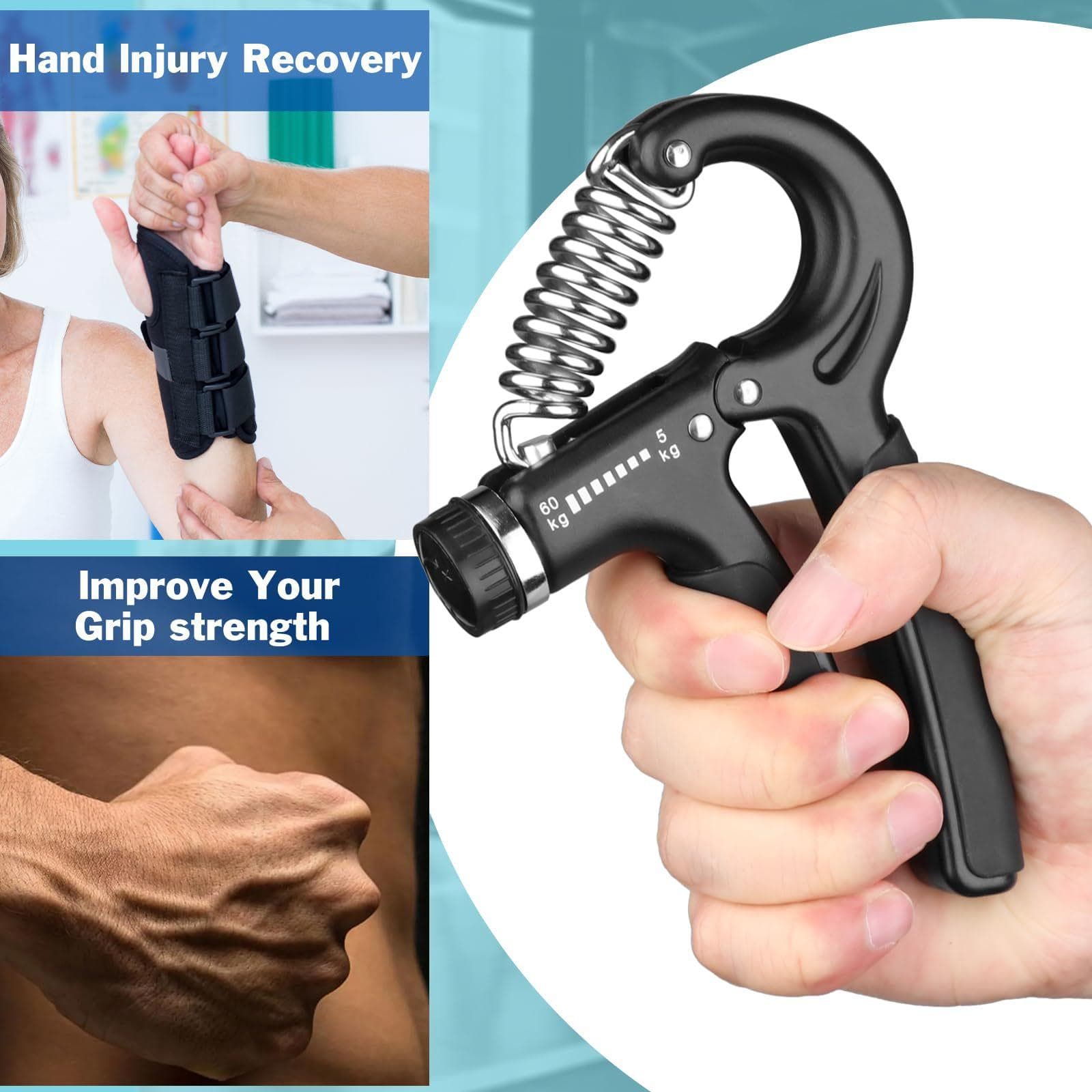 1PC Grip Strengthener Strength Training Hand Exerciser Adjustable 5-60KG Fitness Unisex Finger Rehabilitation Training Hand Grip black