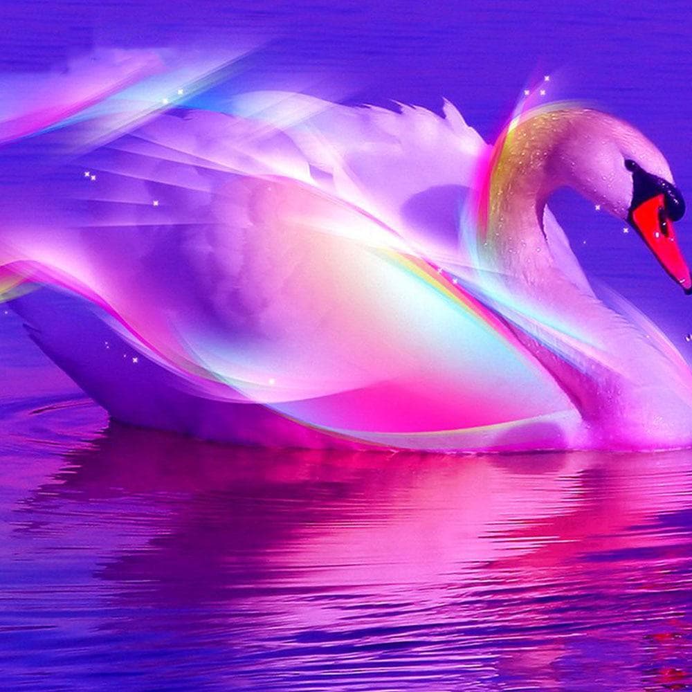 DIY 5D Full Diamond Painting Cross Stitch Colorful swan Diamond Embroidery Needlework