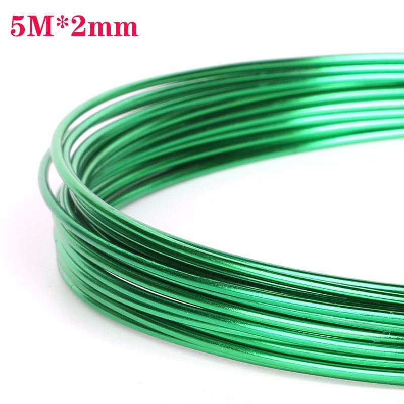 3/5/10 Meters/Roll 1mm 1.5mm 2mm 2.5mm Round Aluminium Craft Floristry Wire for Beads Making Aluminum Wire Craft Wire 2mm*5m green