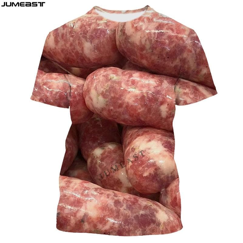Trend Funny Men 3D Printed T-Shirt Hip Hop Food Meat Short Sleeve T Shirt Sport Pullover Tops Tees cm