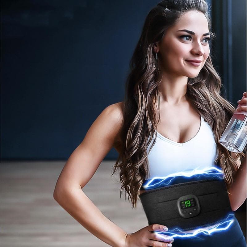Smart Electric Muscle Stimulator EMS Wireless Fitness Vibration Belt Abdominal Muscle Trainer Weight Loss Slimming Massager 1pcs black