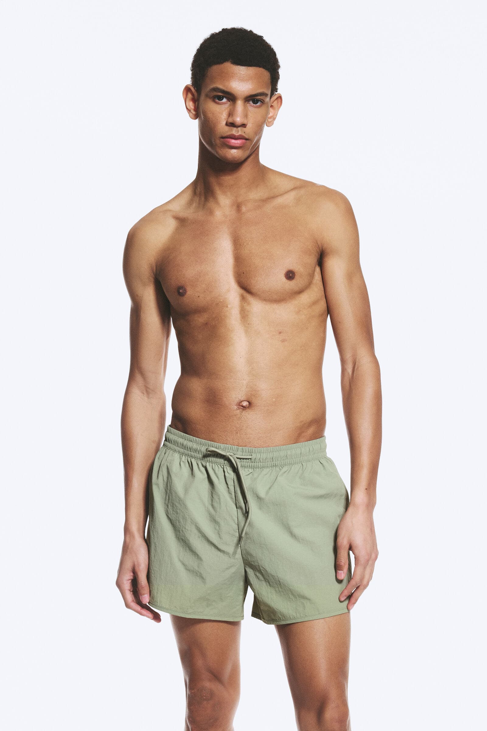 Structured Mid-Thigh Swim Shorts