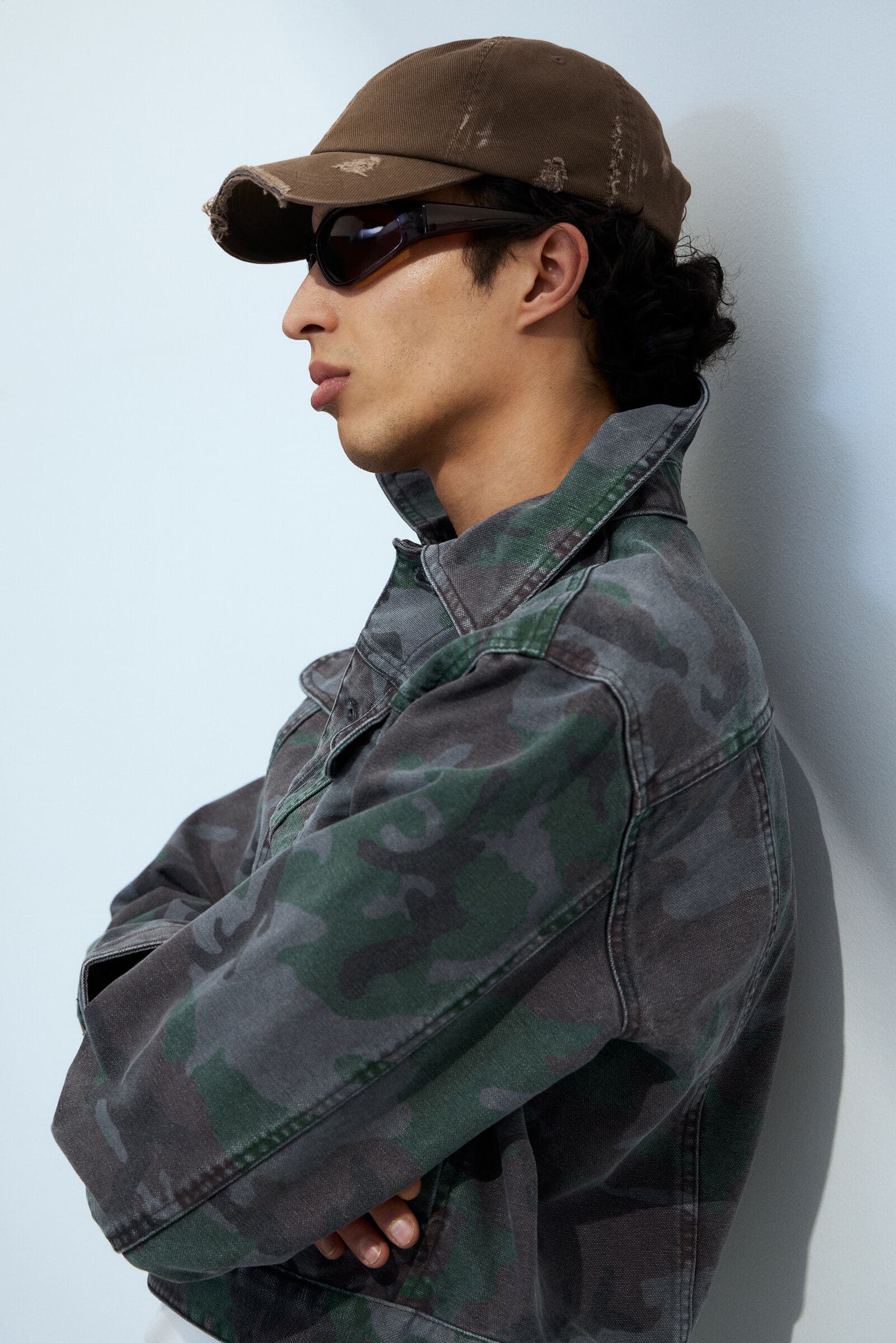 Distressed Cotton Canvas Baseball Cap