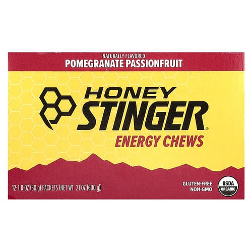 Honey Stinger, Energy Chews, Pomegranate Passionfruit, 12 Packets, 1.8 oz (50 g) Each