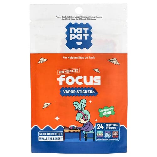 NATPAT, Non Medicated Focus Vapor Stickers, 24 Functional Stickers