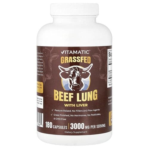 Vitamatic, Grassfed Beef Lung With Liver, 180 Capsules