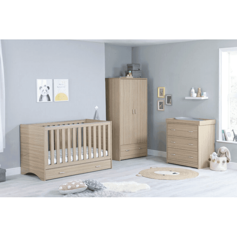 Babymore Veni 3 Piece Room Set with Drawer - Oak