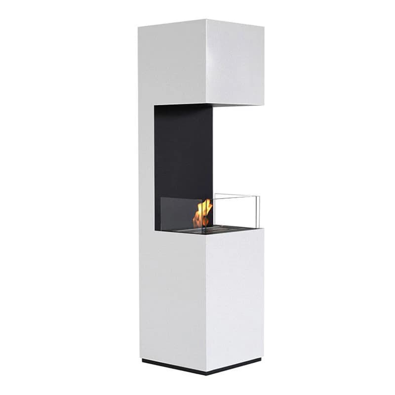 Open 3-Sided Bio Fireplace in White from ScandiFlames - with three glass panels - 6 hours burn time