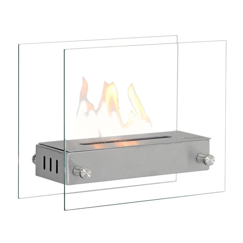 Kensington - Bio fireplace with glass sides and steel firepot from ScandiFlames - 3 hours burn time - for table or floor