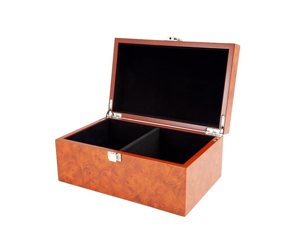 Root Wood Burl Chess Piece Case with Hinged Lid - Large