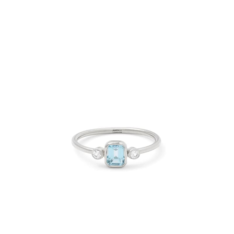 Aspinal of London Gemstone Ring in Swiss Blue Topaz & Sterling Silver 925
