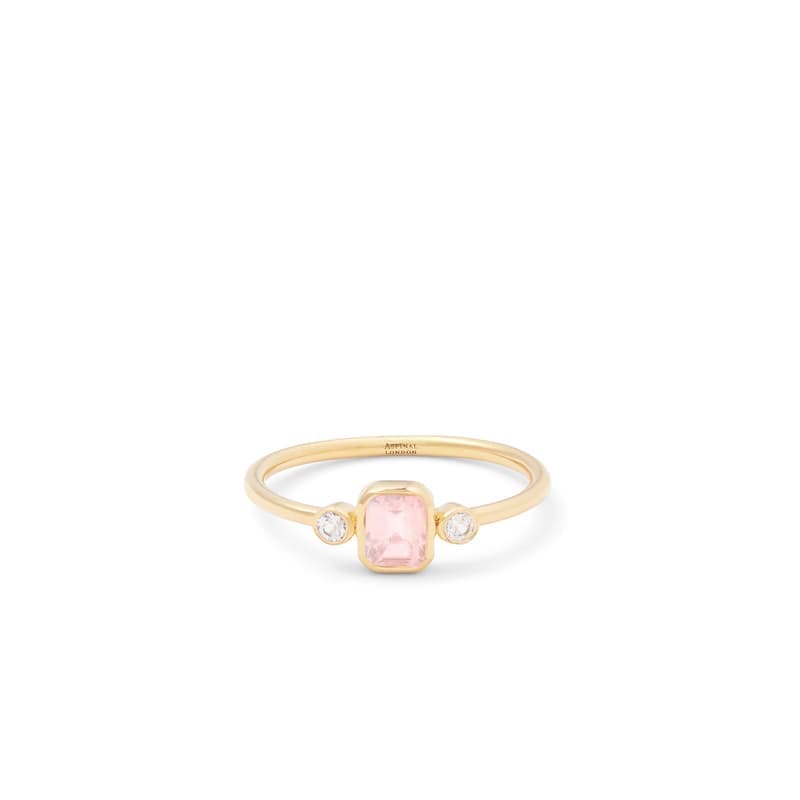 Aspinal of London Gemstone Ring in Rose Quartz & 18ct Gold Vermeil