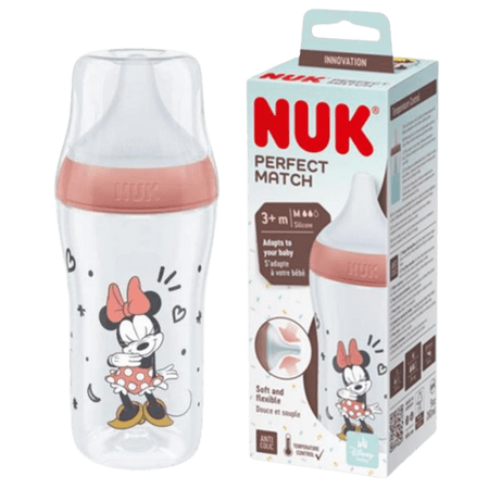 NUK Perfect Match Minnie Mouse Temperature Control Medium Feeding Bottle – 260 ml