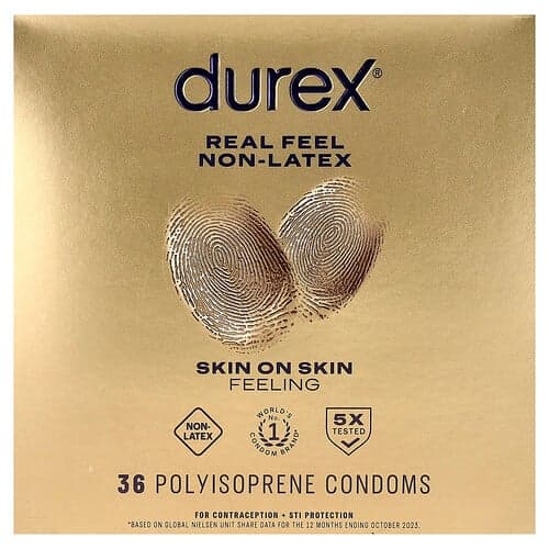 Durex, Real Feel Non-Latex, Regular Fit, 36 Polyisoprene Condoms