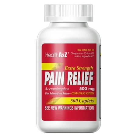 HealthA2Z Acetaminophen Pain Relief Extra Strength 500mg, 500 Caplets