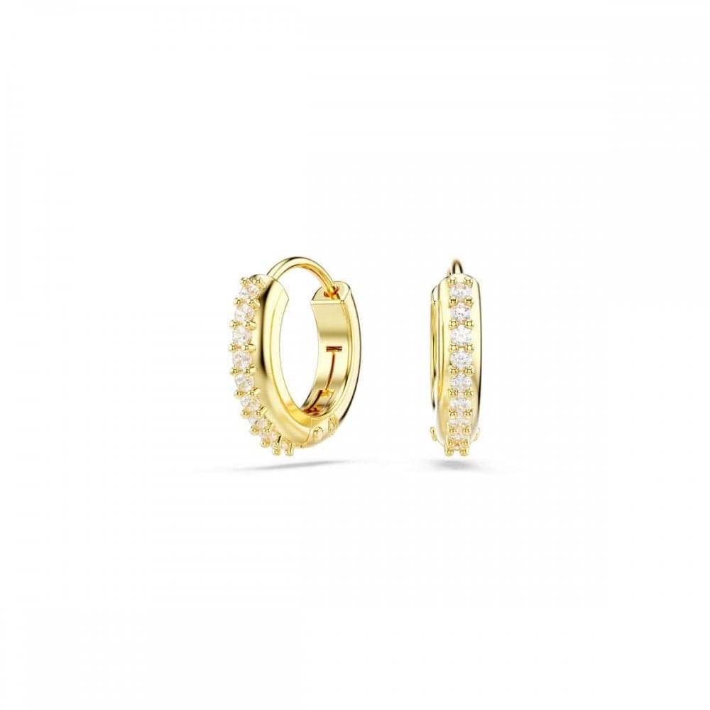 Swarovski Jewellery Swarovski Matrix Round Cut Gold Tone Hoop Earrings 1.1 x 0.3cm