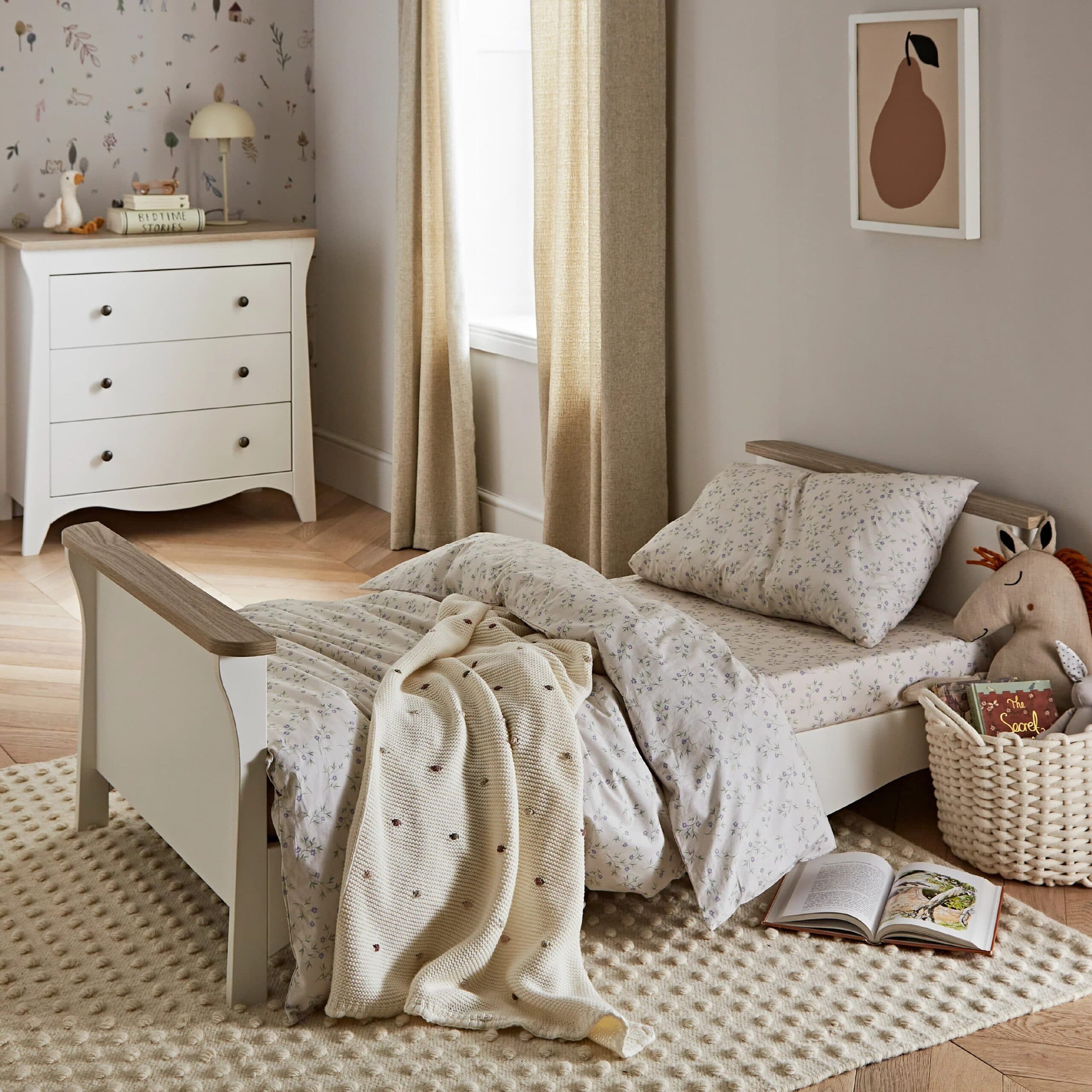 CuddleCo Clara Toddler Bed - White & Ash