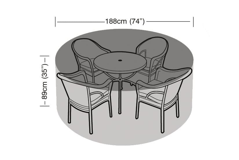 4-6 Seater Round Furniture Set Cover Black
